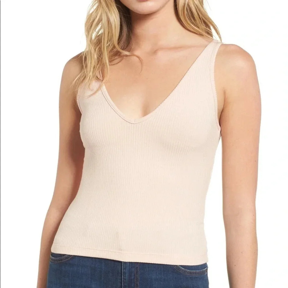 AFRM Nordstrom Cropped Tank Top Plunge Shirt Tee